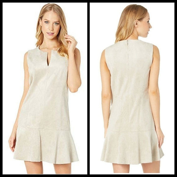 💕BCBGMAXAZRIA💕 Adelene Faux Suede Dress Light Stone Medium M NWT - Picture 4 of 8